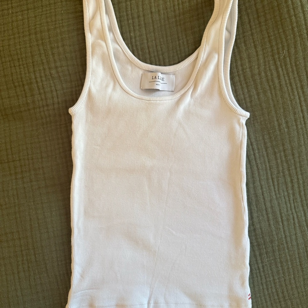 La Ligne Classic White Ribbed Top